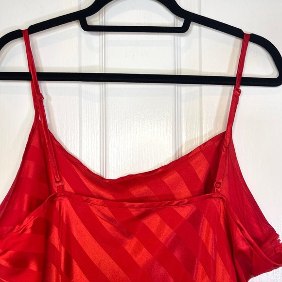 Red Striped Jacquard Split Thigh Satin Cami Slip Dress 3XL - Picture 12 of 12